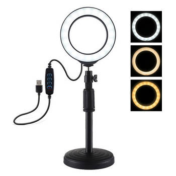 12 см Кільцеве світло (8W)Puluz PU391 Ring Light + стійка, 3200 — 6500 K