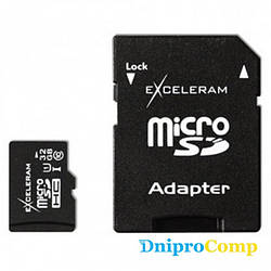 Картка пам'яті eXceleram 64Gb Micro-SDXC class 10 з адаптером SD, UHS-I 