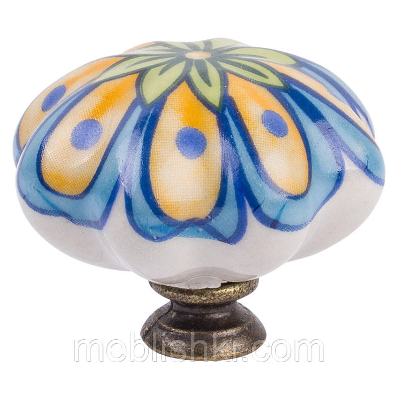 Ручка Ferro Fiori CR 9130.43 антична бронза-малюнок квітка