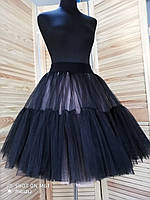 Очень пышная юбка американка из евросетки длина 55-65 см Цвет розовый+черный