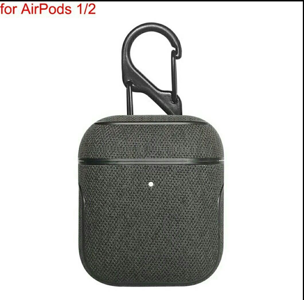 Протиударний чохол - Airpods Apple. Пластик + джинс (темно-сірий)