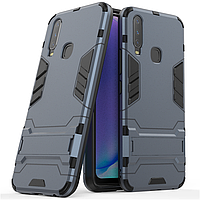 Чохол Hybrid case для Vivo Y11 бампер з підставкою темно-синій
