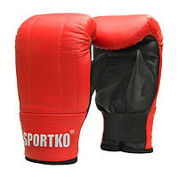 Снарядные боксерские перчатки кожаные SPORTKO S/M красные, синие, черные