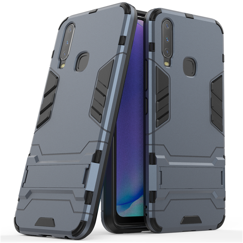 Чохол Hybrid case для Vivo Y15 бампер з підставкою темно-синій