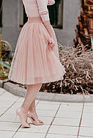 Пышная женская юбка из евросетки, цвет пудра с розовинкой