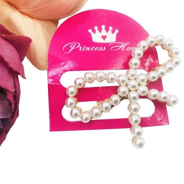 Дитяча шпилька для волосся для дівчинки Принцес хаус України HF-404 Білі перли, фото 1