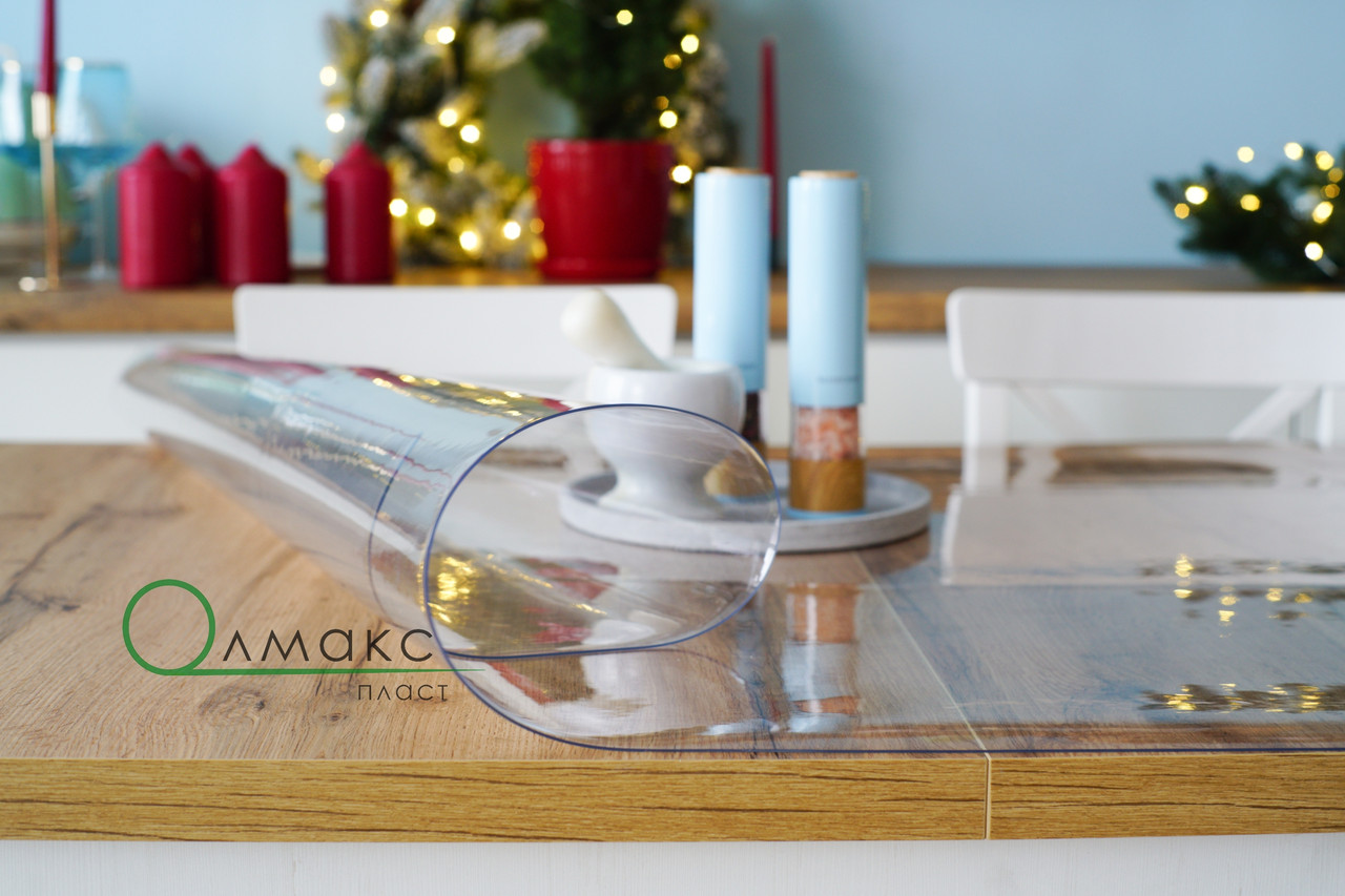 М'яке скло на стільницю, товщина 1,3 мм, прозоре покриття для захисту меблів від подряпин і плям, ширина 70 см