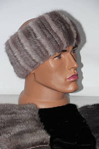 Женская модная зимняя повязка на голову из меха норки