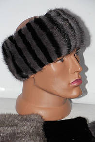 Женская стильная повязочка на голову норковая