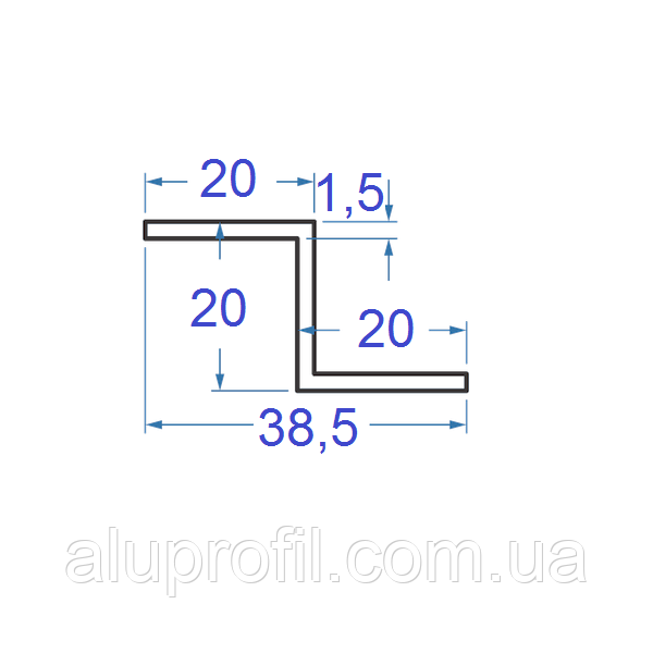 Алюмінієвий профіль — Z-образний алюмінієвий профіль 20х20х1,5 Б/П
