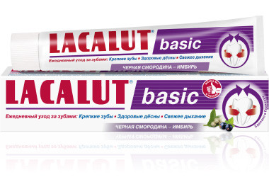 Зубна паста Lacalut Basic "Чорна смородина — Імбир" (75 мл.)