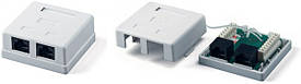  Розетка UTP 8P8C RJ45 2порти накладна біла