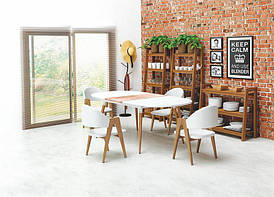 Стіл CALIBER білий/дуб сан-ремо 160(200)90(Halmar)