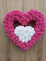 Подвійне рожеве з білим серце - декор або подарунок до дня святого Валентина