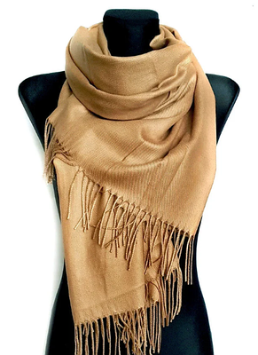 Однотонний шарф палантин Маріана 185*70 темний бежевий 1802-19, фото 3