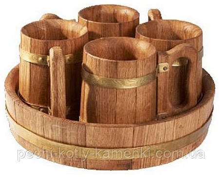 Пивний дубовий набір на 4 персони для лазні та сауни