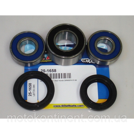 ALL BALLS 25-1658 підшипники заднього колеса HONDA CBR600F4i Розміри 20x47x14 (6204),27x52x23,8), фото 1