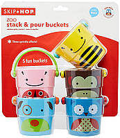 Набор ведерок для купания Skip Hop Zoo Stack and Pour Buckets, Rinse Cups