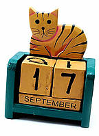 Календарь настольный Кот деревянный (9х7х4 см)