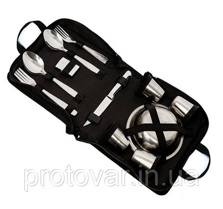 Пікніковий набір на 4 особи з нержавіючої сталі у водонепроникній сумці 19в1 – універсальний подарунок чоловіку, рибалці, туристу, фото 1