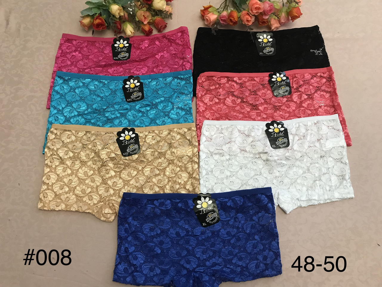 Труси-шорти глянсовий гіпюр квіточкою