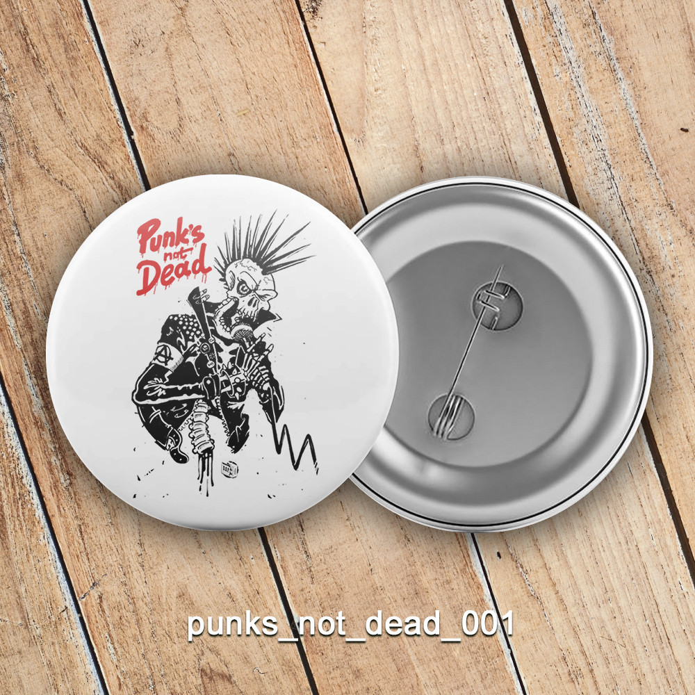 Значок 56 мм рок Punks not dead, фото 1