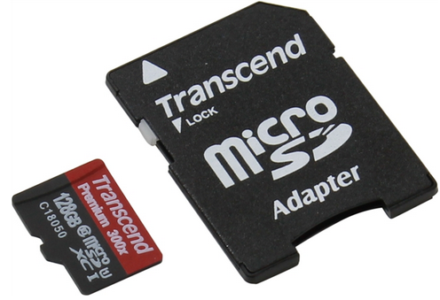Картка пам'яті Transcend MicroSDXC 128Gb Class 10 UHS-I Premium X300 + adapter , фото 1