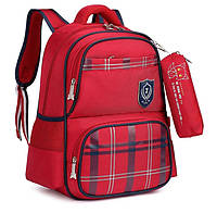 Детский школьный рюкзак "Лисенок", с сумочкой для карандашей на карабине, 18л. Красный (1012194208)