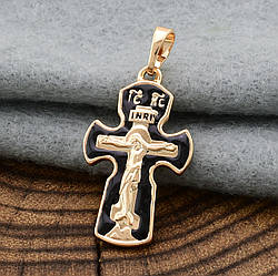 Хрестик для ланцюжка до 3 мм 71111 розмір 31x15 мм чорна емаль вага 2.5 г позолота 18К