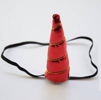 Дитяча пов'язка "Єдиноріг", червона - висота рогу 14см, окружність універсальна (на резинці)