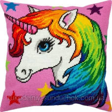 Набір для вишивки хрестом Чарівниця V301 Подушка Єдиноріг, фото 1