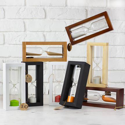 Часы песочные на 10 минут деревянные декор, фото 1