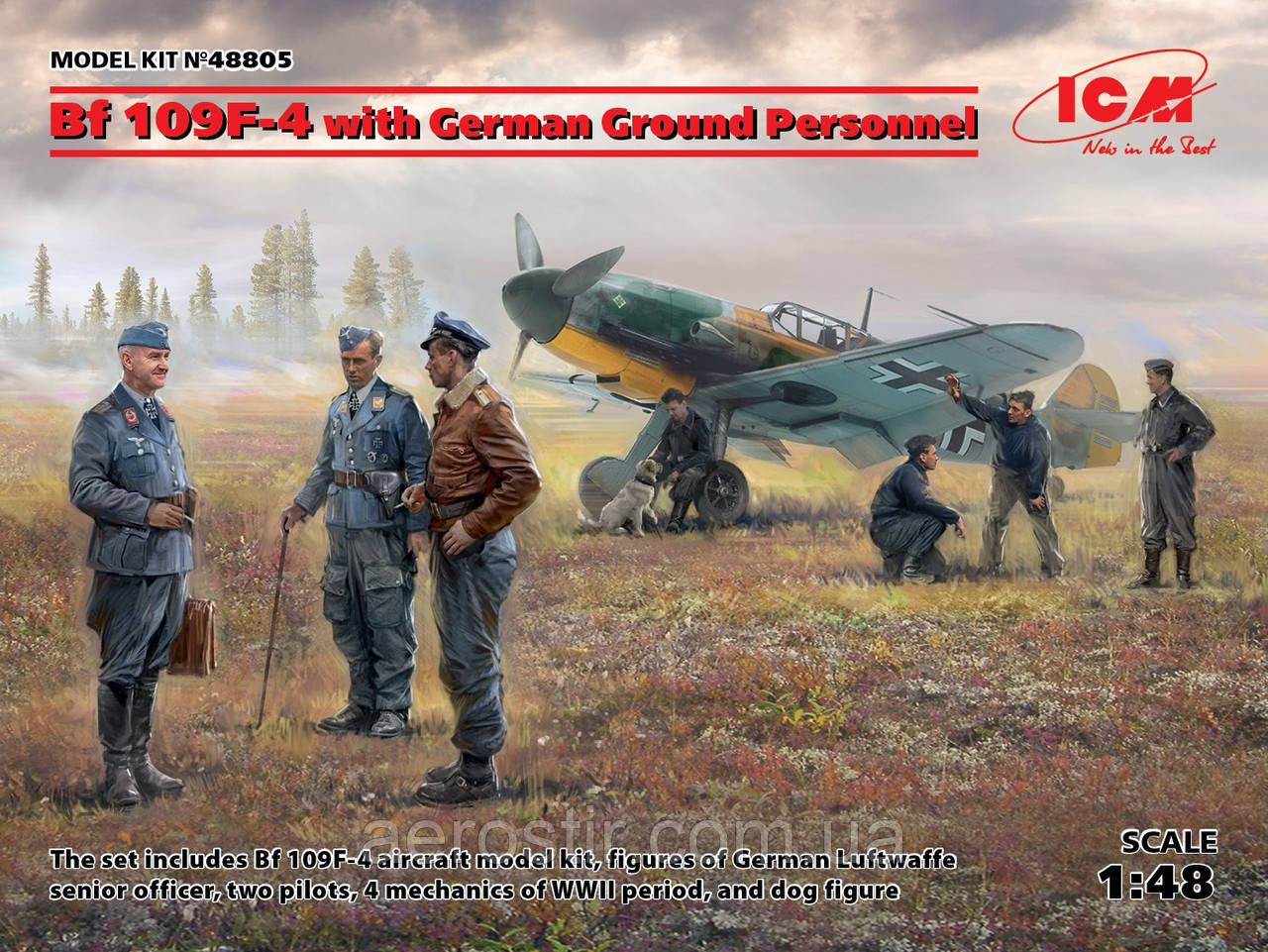 Bf 109F-4 з німецьким наземним персоналом 1/48 ICM 48805