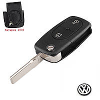 Корпус выкидного ключа VW Golf 4/Passat B5/Bora (2 кнопки/Жало/Логотип VW Black/CR2032)