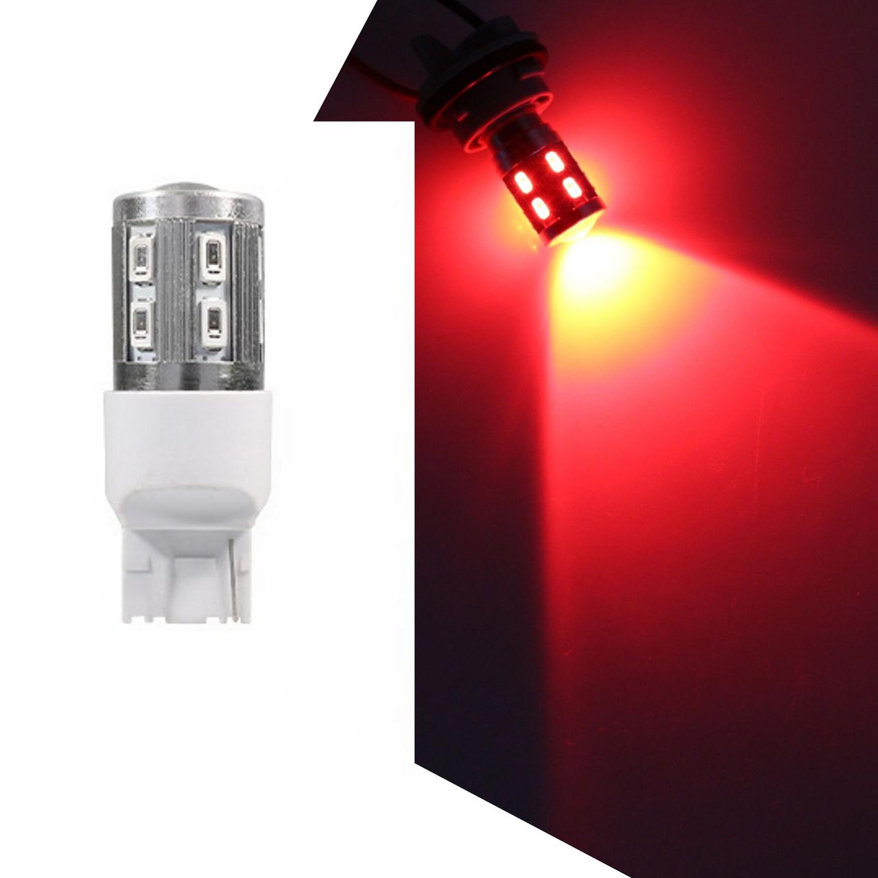 Червона лампа T20 7440 7443 W21W W21/5W з лінзою LED, автолампа світлодіодна безоцольна