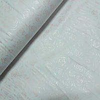 Тік з блискучими трояндочками на білому тлі, ширина 220 см