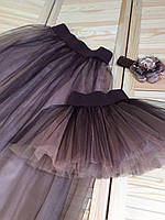 Комплект юбок Family look из фатина в цвете каппучино+коричневый