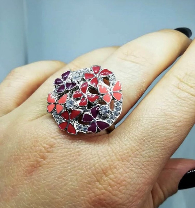 Срібна каблучка з емаллю Офелія, фото 1