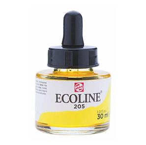 Фарба акварельна рідка Ecoline (205), Жовта лимонна, 30 мл, Royal Talens, фото 1
