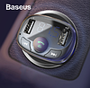 Автомобільний Адаптер FM трансмітер модулятор BASEUS T typed with Bluetooth FM + заряджання 2.4A/1A + вольтметр, фото 2