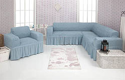 Чохол на диван кутовий, крісло Venera 03 - 215 Блакитний