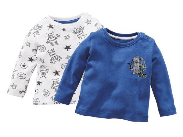 Кофта для хлопчика біла в роботи та синя Lupilu р.74/80, фото 1