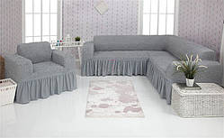 Чохол на диван кутовий та крісло Venera 03-216 Сірий