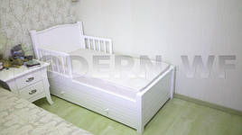 Ліжко Вікторія з ящиками. Колір білий. Матеріал вільха
