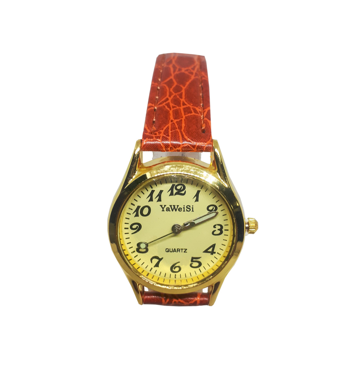 Годинник кварцовий Yiweisi Gold жіночий жовтий на рудому ремінці гуртт, фото 1