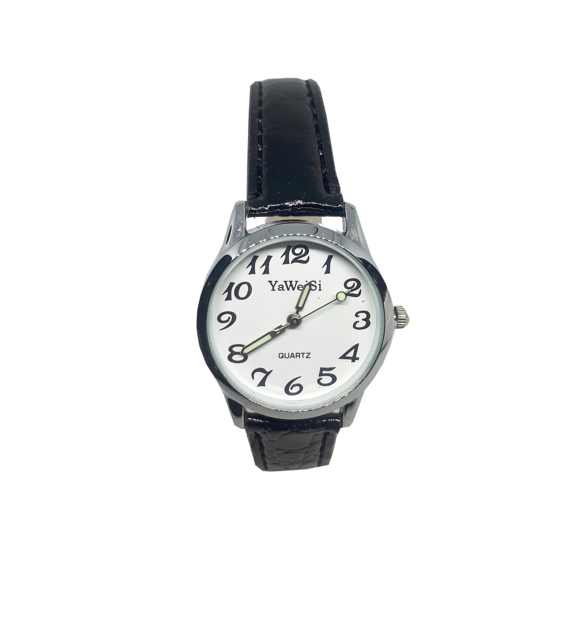 Годинник кварцовий Yiweisi Silver жіночий білий на чорному ремінці гурт, фото 1