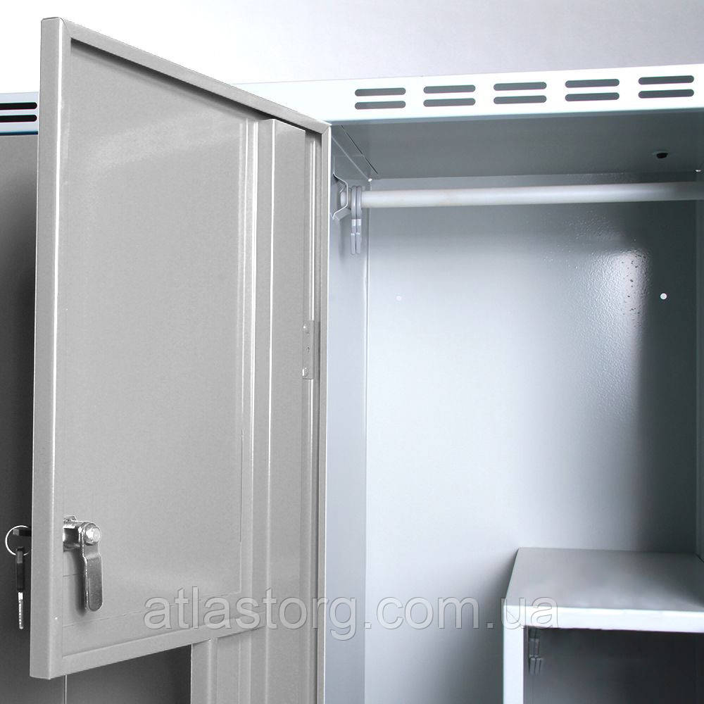 Одежный металлический шкаф (локер) с Г-образными дверями SUL41 Н1800х400х500 мм, 2 отделения - фото 2 - id-p1114387940