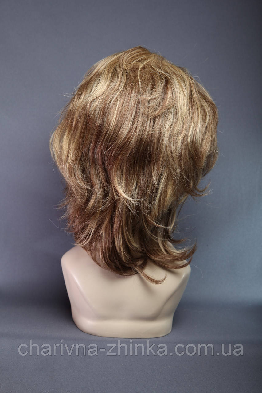 Парик женский из натуральных волос Diamond стрижка каскад русый с мелированием - фото 3 - id-p1094418680