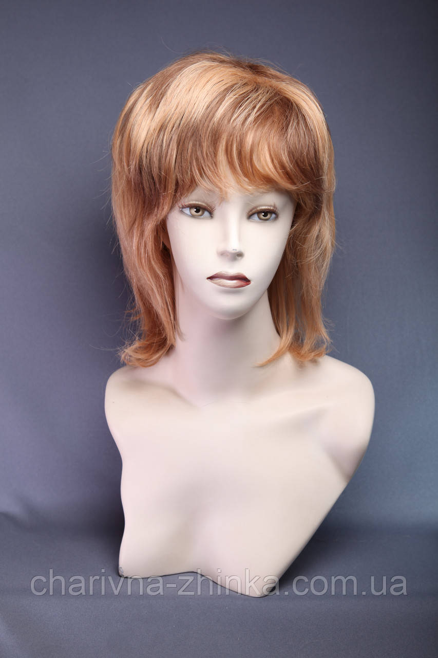 Парик женский из натуральных волос, стрижка каскад, объемная макушка русый с рыжинкой - фото 1 - id-p1084258915