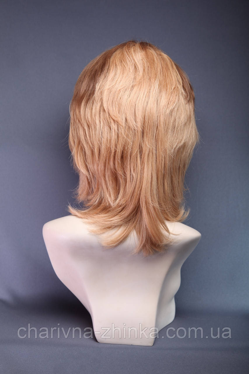 Парик женский из натуральных волос, стрижка каскад, объемная макушка русый с рыжинкой - фото 2 - id-p1084258915